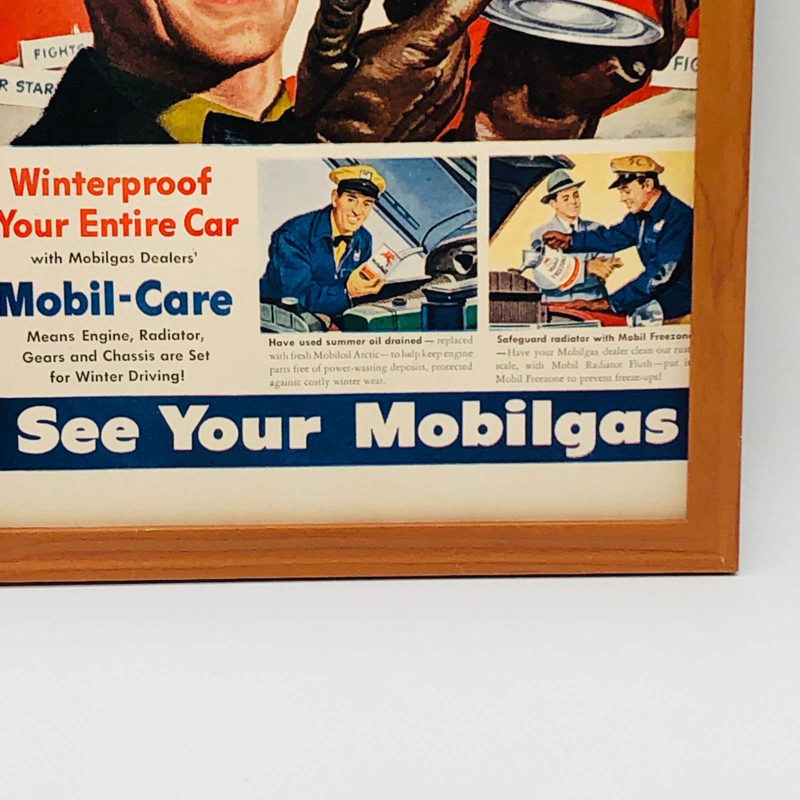 ビンテージ 広告 ポスター フレーム付 当時物 『 モービルオイル (MOBIL OIL) 』 1940's オリジナル アメリカ 輸入雑貨 ヴィンテージ  雑誌 アドバタイジング レトロ ( AZ1571 ) - メルカリ