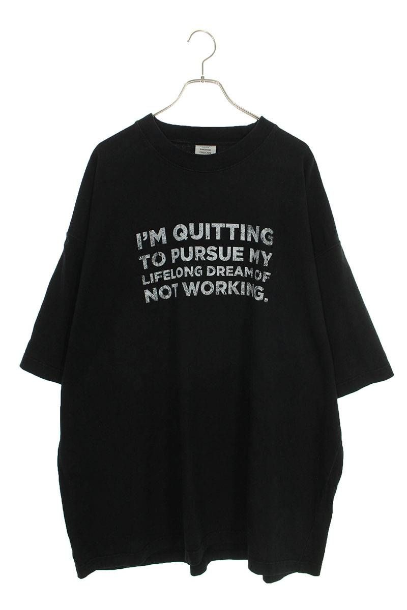 ヴェトモン UE54TR370B/Quite Quitting T-Shirt オーバーサイズプリントTシャツ メンズ XL