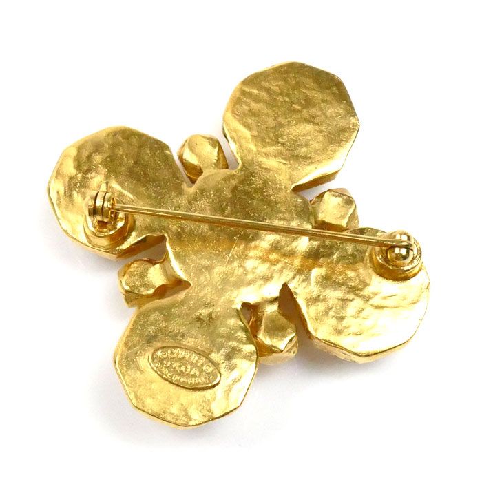 CHANEL シャネル メタル ココマーク フェイクパール ブローチ 24g