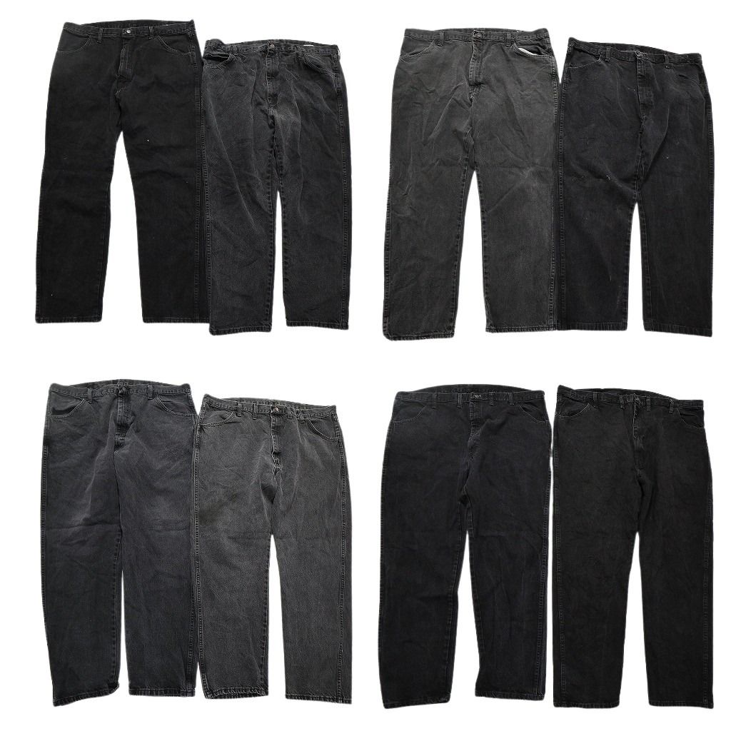古着卸 まとめ売り RUSTLER ラスラー ブラックデニム パンツ 8枚セット メンズ 40 |42 |44 |46 |48 フェード 古着 NC1276