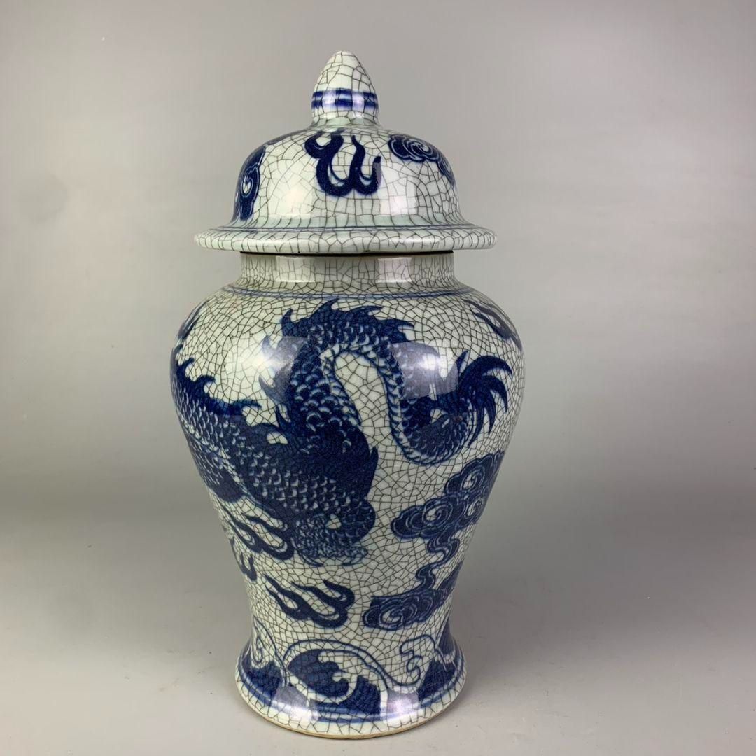 青花龍紋喜珠図将軍缶 風水 置物 景徳鎮 陶磁器 装飾品現代工芸品 美術品 置物 青花龍紋喜珠図将軍缶 風水 置物 景徳鎮 陶磁器 装飾品