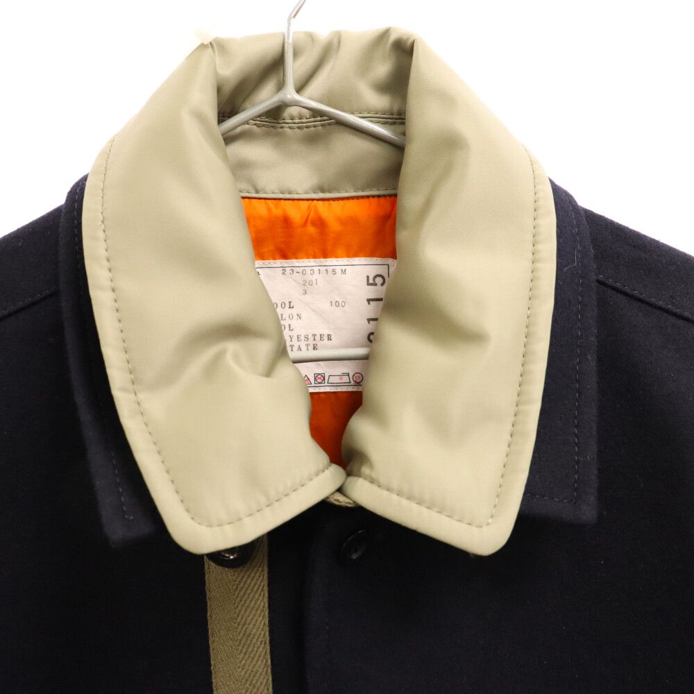 Sacai (サカイ) 23AW Wool Melton Blouson ウールメルトンシャツブルゾン ネイビー/カーキ 23-03115M -  メルカリ