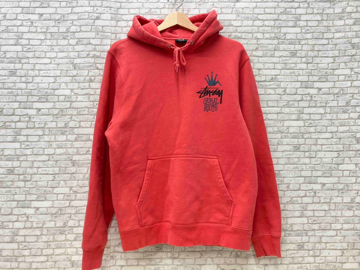 STUSSY ステューシー GROBAL ROOTS スウェットパーカー 裏起毛 サイズS レッド