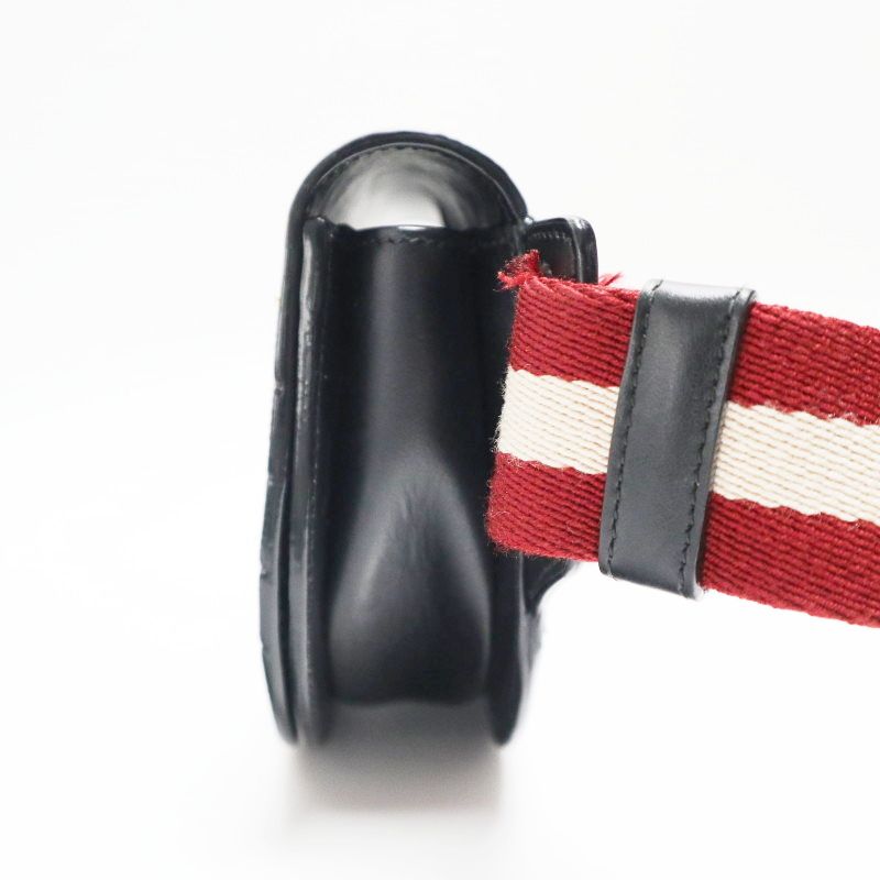 BALLY バリー フラップ レザ― ボディバッグ ウエストバッグ ネイビー ボルドーxホワイト K10-k081 DECORATOM_COM_BR