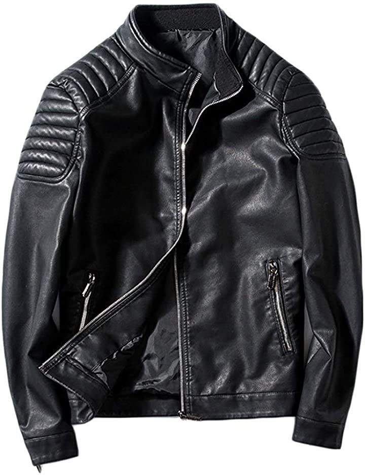 ｉ－ｓｅｌｅｃｔ アイセレクトi-select 肩 ステッチ 入り PU レザー ライダース ジャケット 革ジャン 本革調( ブラック，  3XL)