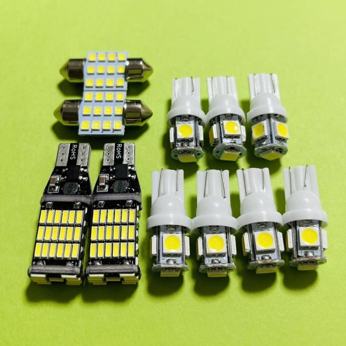 爆光11点セット! L375/385S タントカスタム ダイハツ T10 LED ルームランプ ポジション ナンバー灯 バックランプ ホワイト  車検対応 パーツ