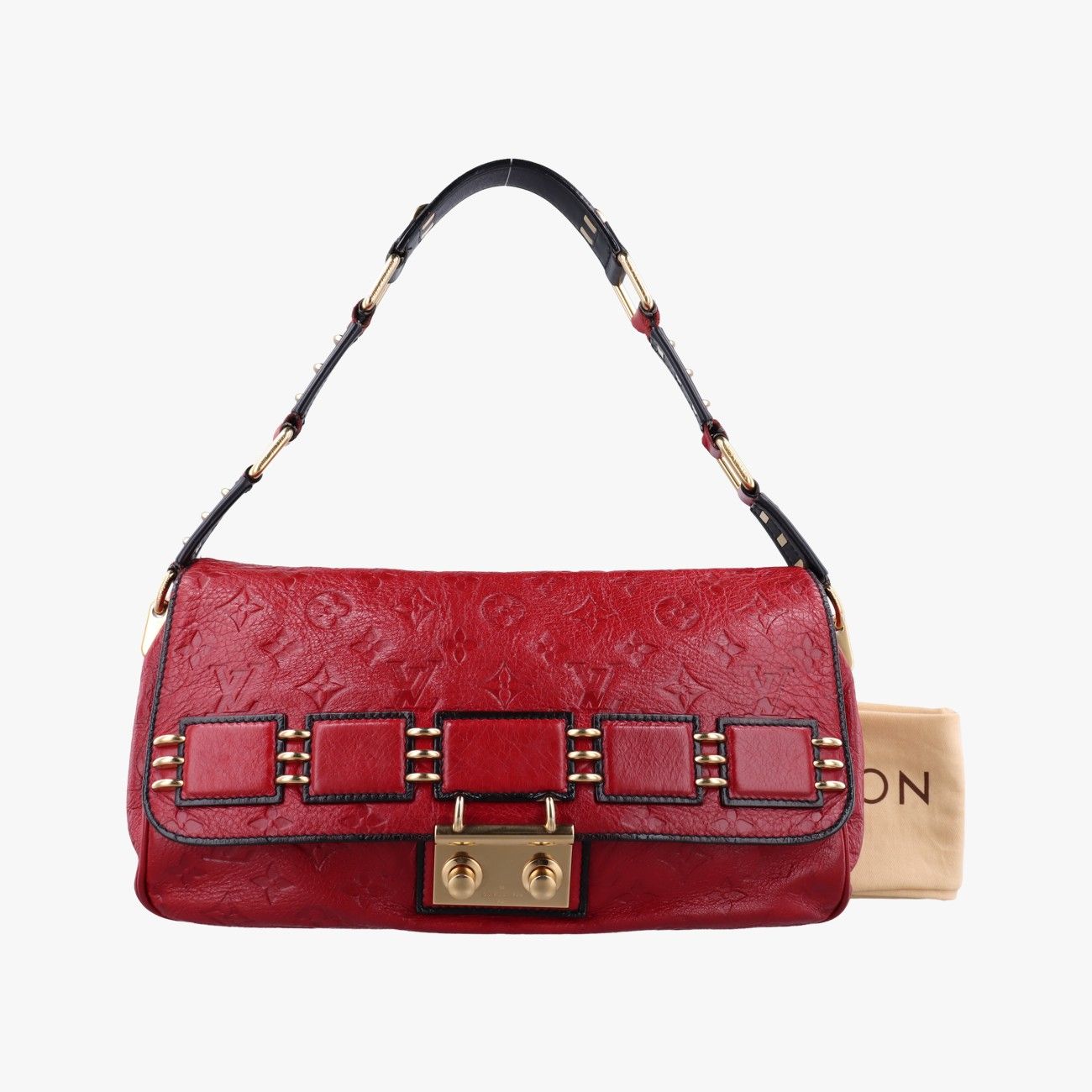 ルイヴィトンLouis Vuittonプリント マイディア ルーベル レッド レザー M40283 FO3009