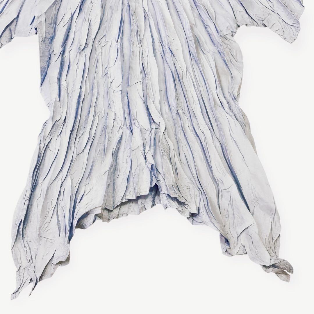 プリーツプリーズ PLEATSレディース プリーツ加工 トップス 変形 青