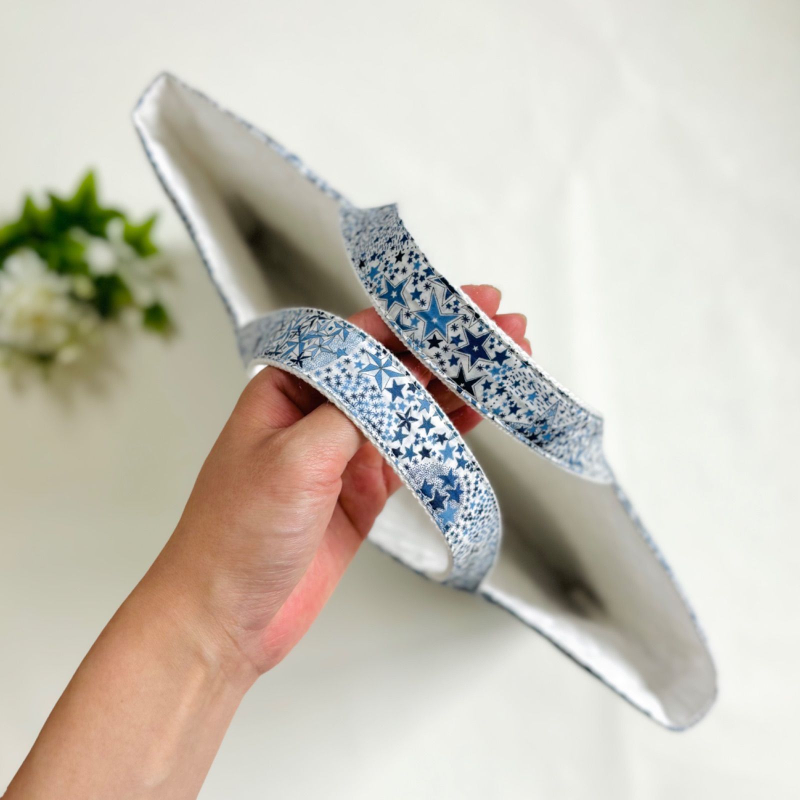 30×40cm キルティングと星柄リバティ(アデラジャ・ブルー)の 30×40cm キルティングと星柄リバティ(アデラジャ・ブルー)の