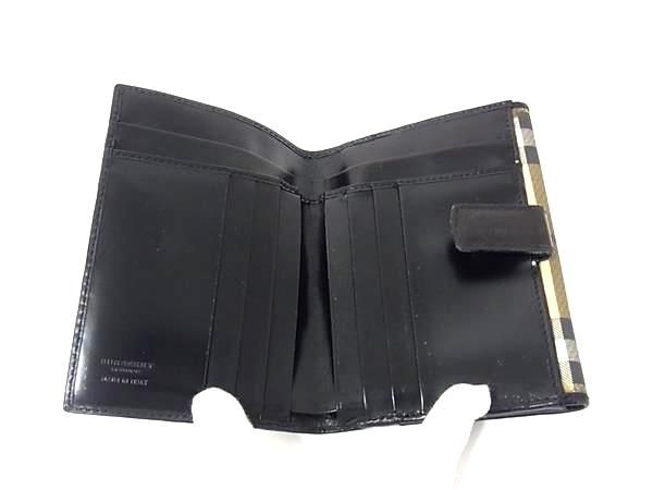BURBERRY バーバリー ノバチェック 二つ折り財布 PVC ベージュ 黒