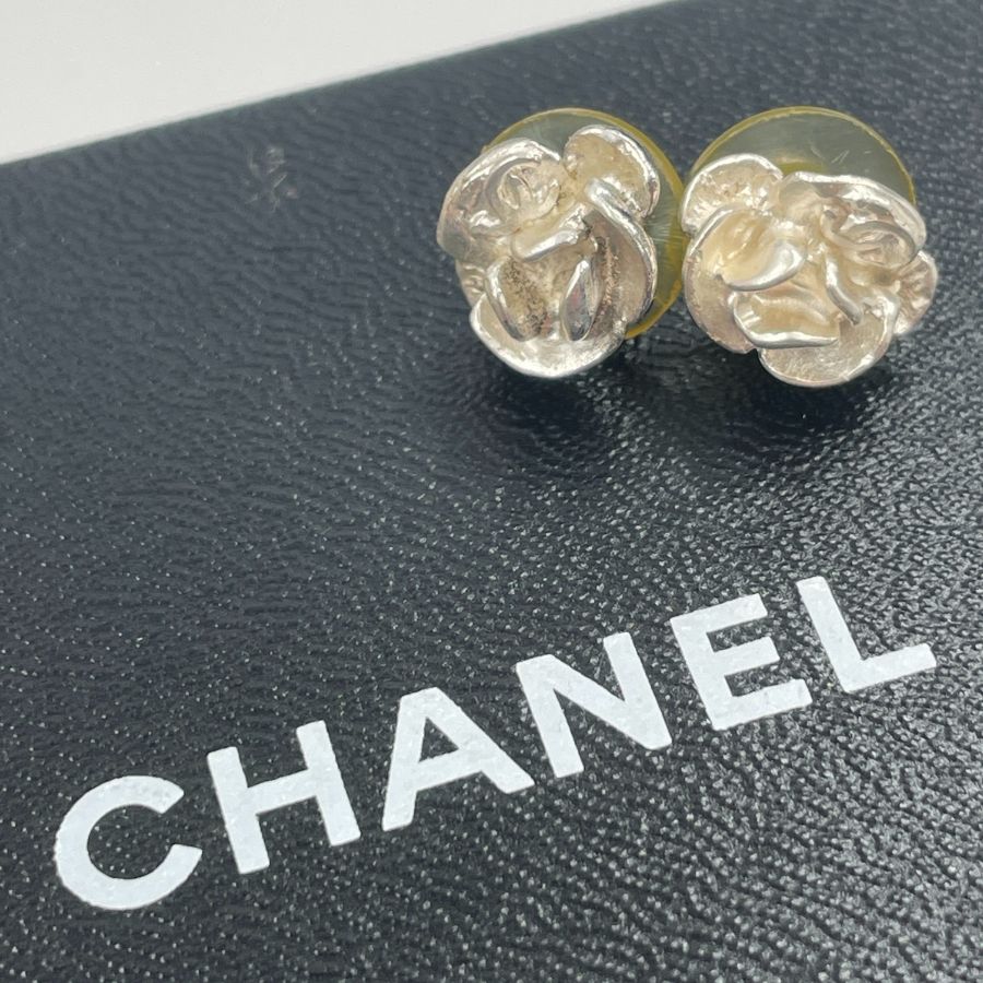 CHANEL シャネル シルバー フラワー イヤリング 刻印 00T
