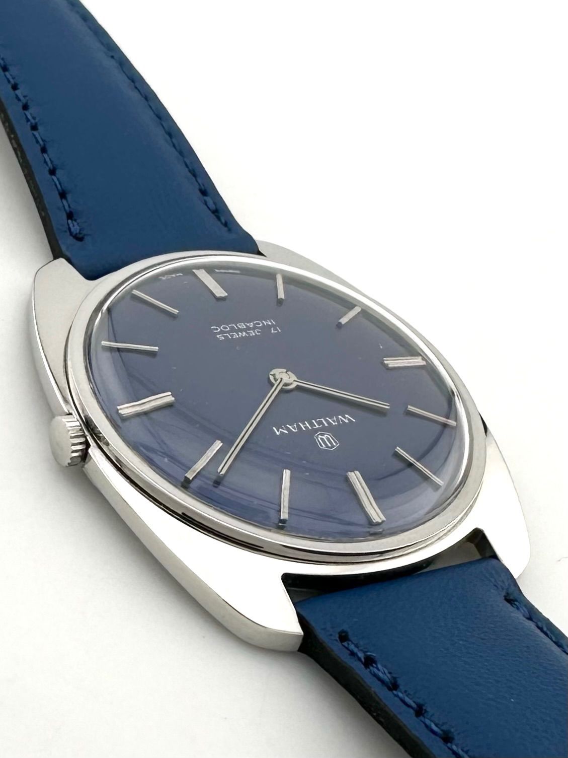WALTHAM 手巻き時計 メッシュバンド WALTHAM 2241 OH済み 手巻き時計 ブルー ウォルサム - メルカリ
