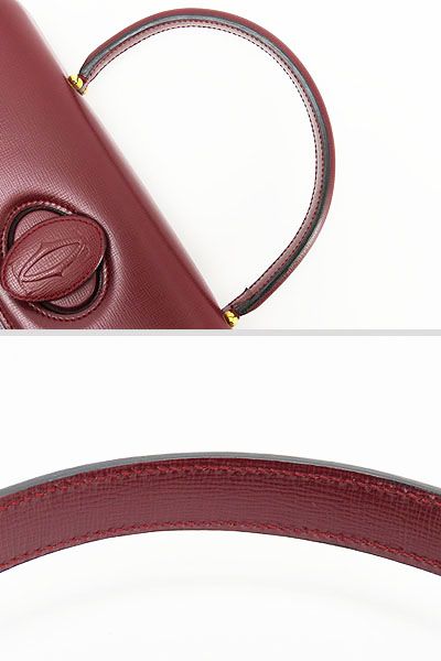 【新品同様】カルティエ　Cartier　マストライン　ターンロック　ハンドバッグ　トップハンドルバッグ　ボルドー　カーフレザー　L1000134