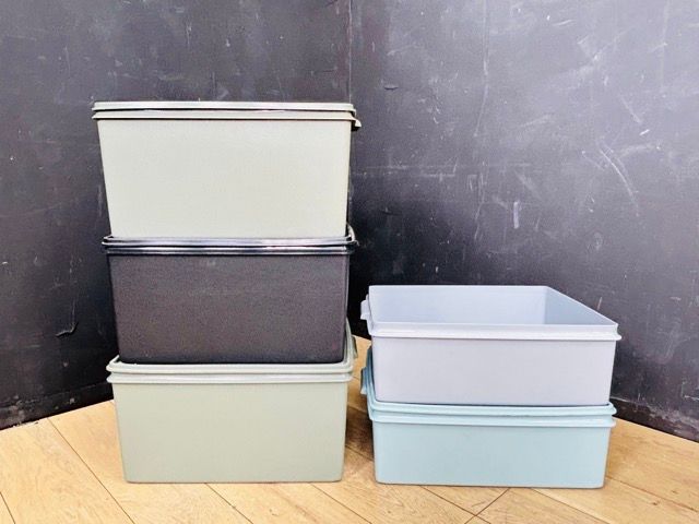 タッパーウェア 収納ケース 5点セット 蓋1つ欠品 【中古】 TUPPERWARE 容器 48x37.5x16cm 48x38x23.5cm　/58142