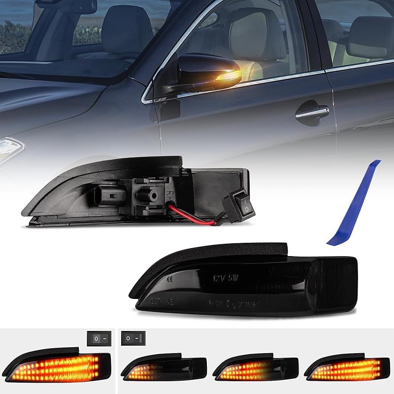 在庫 POPMOTORZトヨタ ヴィッツ130系 シーケンシャル アクア10系 カローラ160系 カムリハイブリッド50系 ポルテ140系 プレミオ260系 サイドミラーウインカー車検対策済み 純正交換型スモークレンズ 0