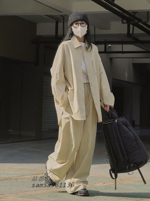 折り襟 前開きシャツ 大きめ オーバーサイズ ライトアウター 長袖 ビッグシルエット夏 夏用 レディース 夏服 春夏 am5a961136
