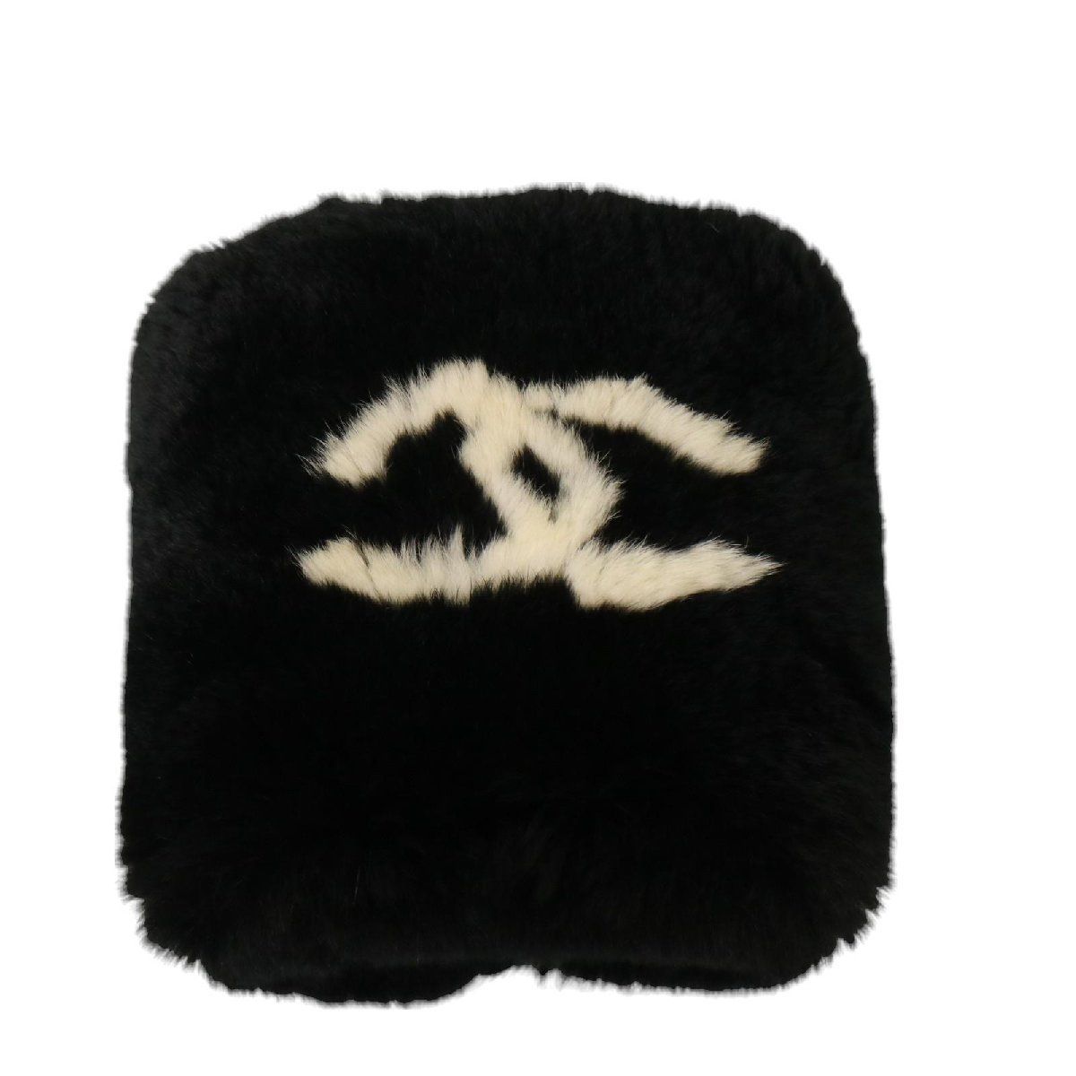 CHANEL シャネル ラビット ファー リストバンド ブレスレット ブラック 