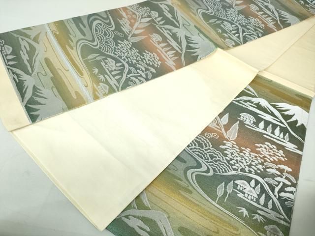 平和屋着物◎六通柄袋帯 風景文 銀糸 正絹 逸品 DAAX7591qa - メルカリ