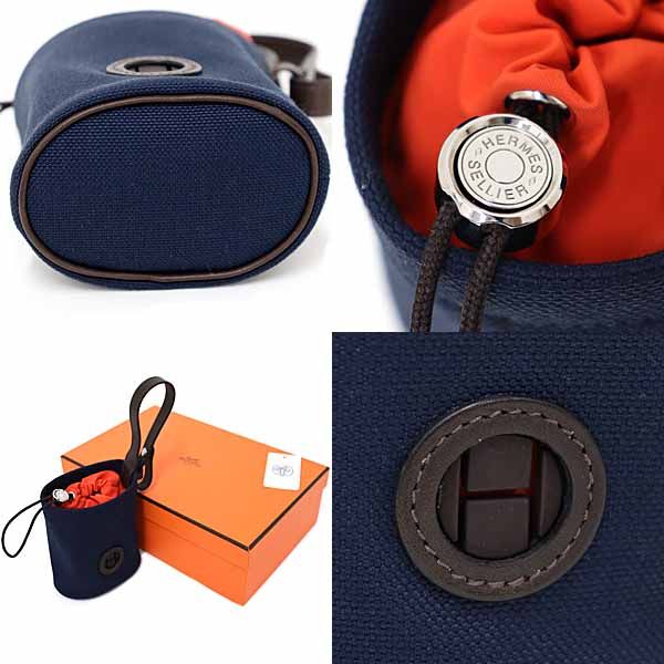 エルメス HERMES 犬用トリーツポーチ DOG コーティングキャンバス B刻印 製 ネイビー オレンジ シルバー金具 Sランク WWW_NOITHATQUANGTHANH_NET