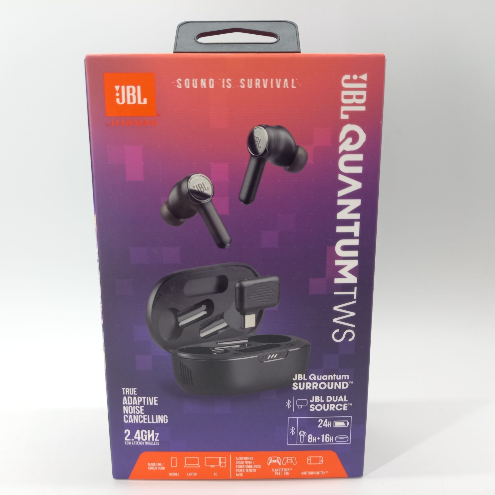 JBL QUANTUM TWS ゲーミングイヤホン IPX4防水 2.4GHzワイヤレス