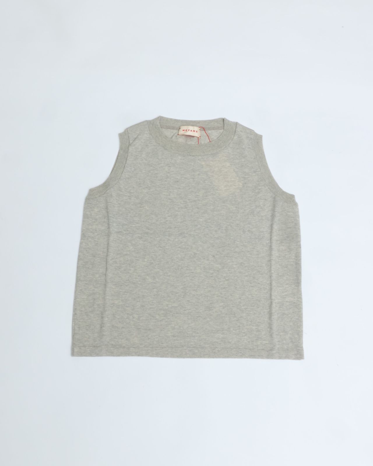 MEYAME メヤメ COTTON KNIT SLEEVELESS HEATHER GREY コットン ニット スリーブレス ノースリーブ 強撚