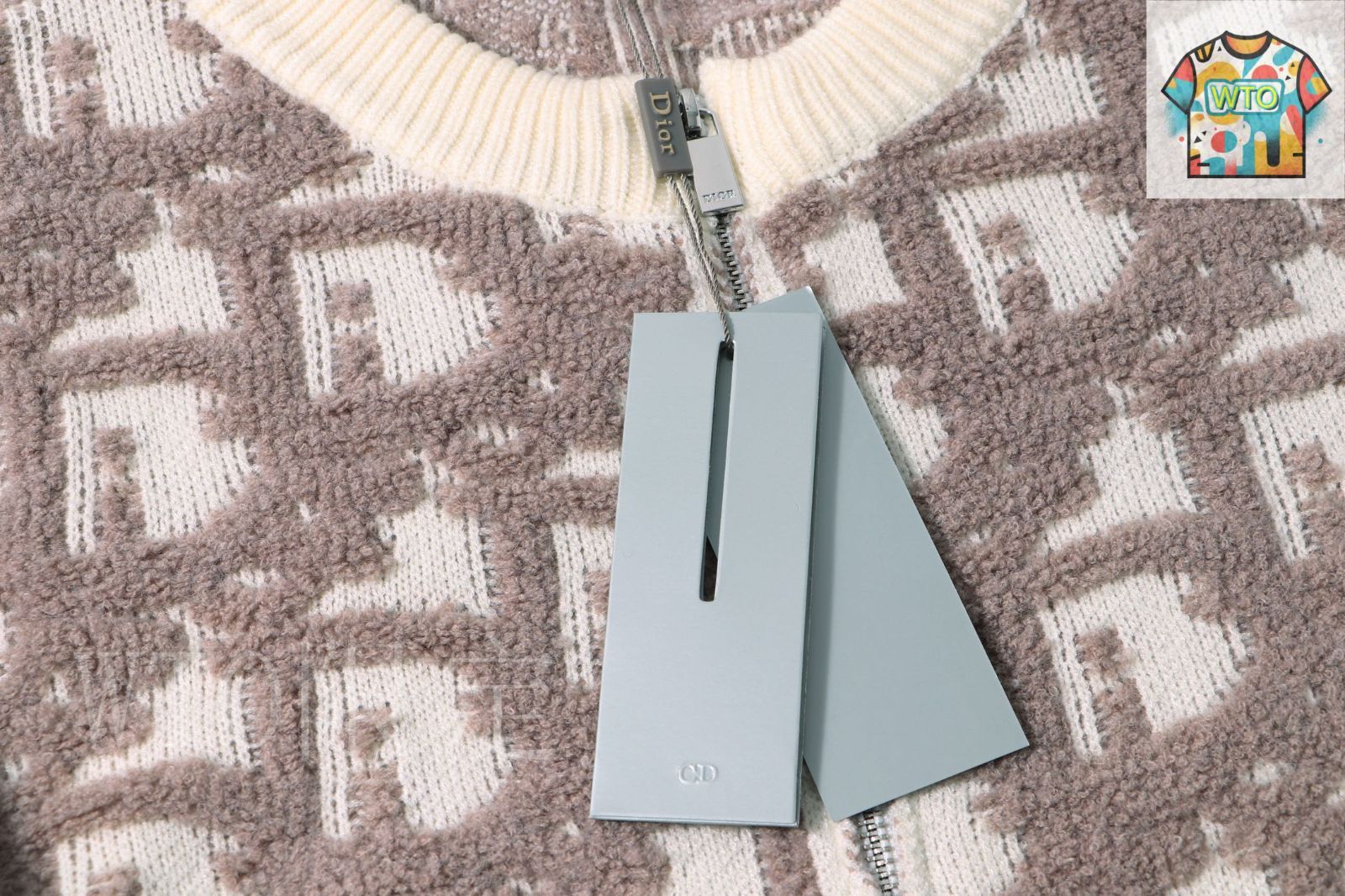 今日特価】DIOR 老花 Logo 立体リブニット ジッパーセーター-3