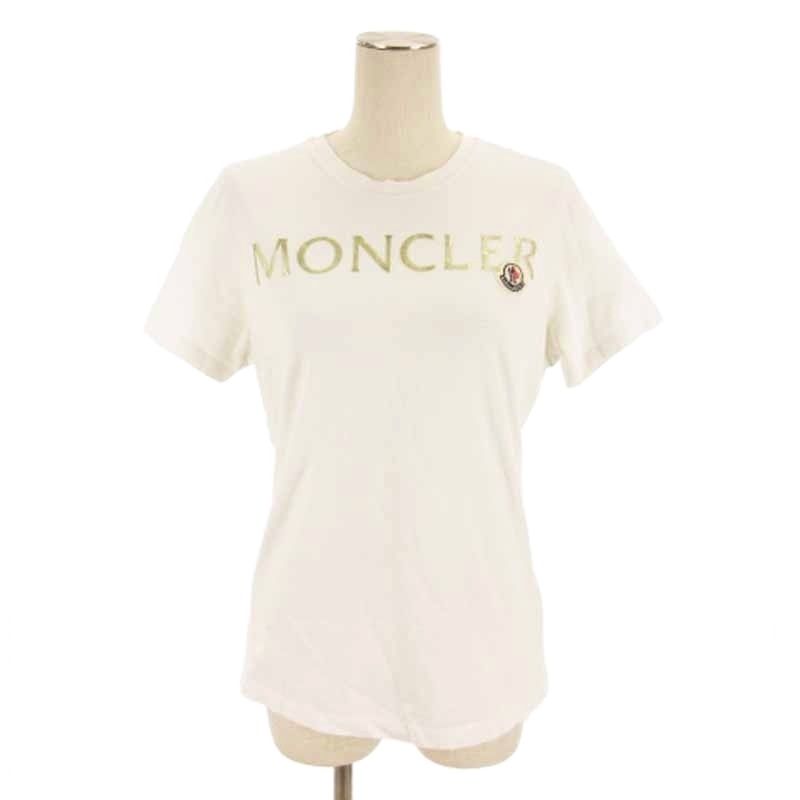 モンクレール MONCLER GIROCOLLO Tシャツ カットソー 半袖 クルーネック ロゴ プリント コットン ホワイト S