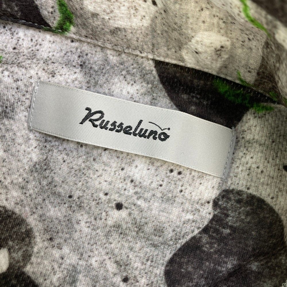 サイズ：2 RUSSELUNO ラッセルノ  半袖ポロシャツ ルチャ 総柄 グレー系 [240101417390] ゴルフウェア メンズ ストスト サイズ：2 RUSSELUNO ラッセルノ 半袖ポロシャツ ルチャ 総柄