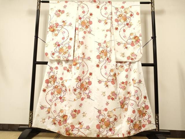 平和屋着物∵女の子 十三参り 子供 祝着 雪輪花丸文 金彩 洗える着物  