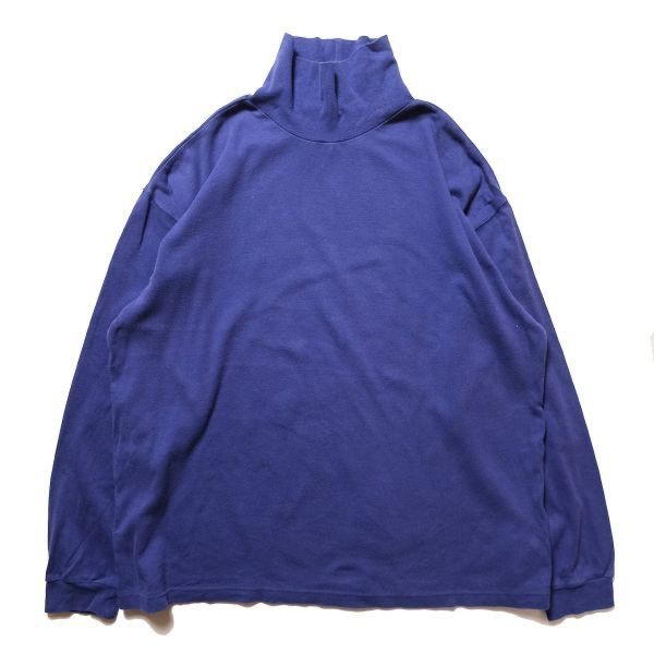 90's 00's ブルックスブラザーズ タートルネック コットン Tシャツ 長袖 (L) 青 無地 ロンＴ ゴールデンフリース 90年代 旧タグ オールド　アメリカ古着 USED  ビンテージ ヴィンテージ