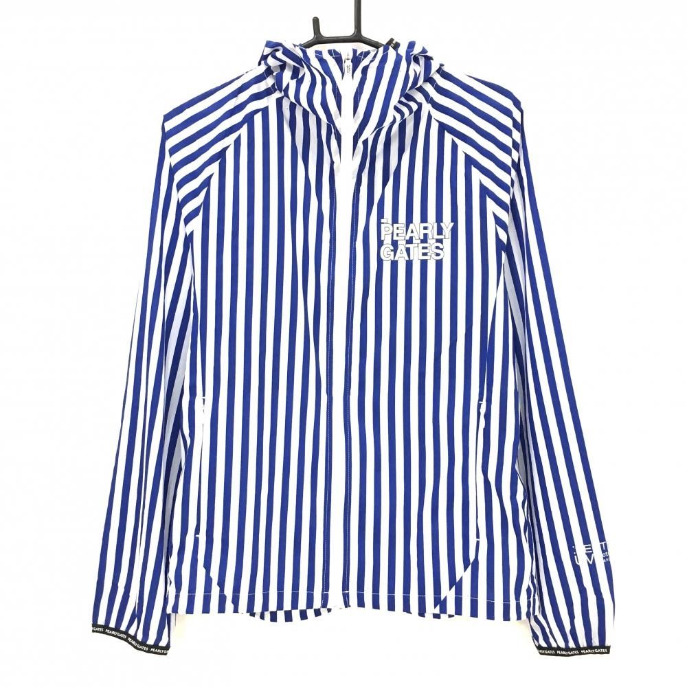 超美品】パーリーゲイツ ジップパーカー 白×ブルー ストライプ