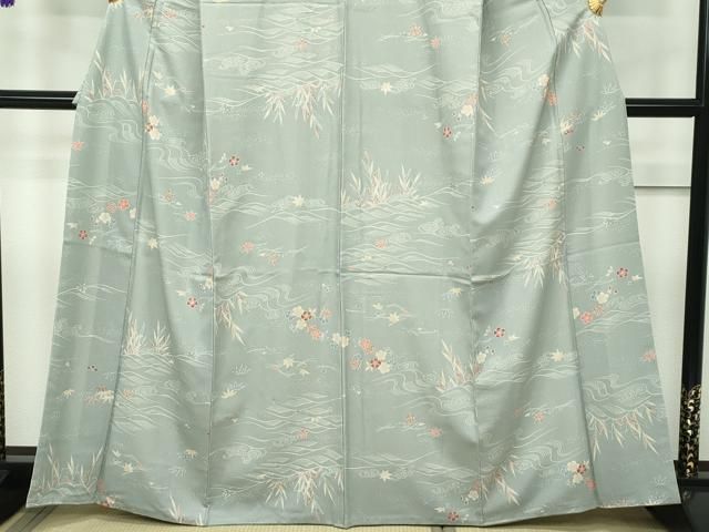未着用 松尾光琳 小紋 源氏香 縦縞 銀彩 着物 014a d 未着用 松尾光琳