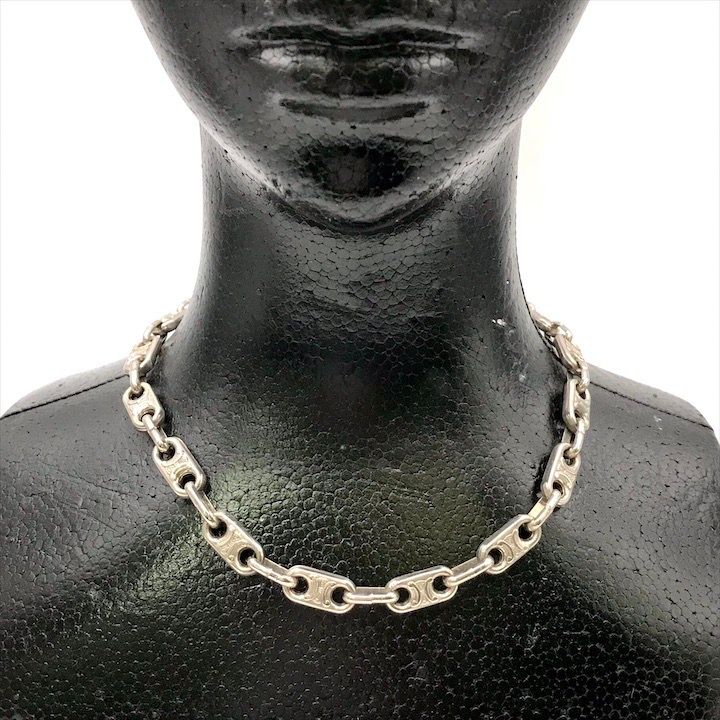 CELINE トリオンフ　シルバーチェーンネックレス 楽天市場】CELINE セリーヌ Triomphe Small Gourmette Necklace