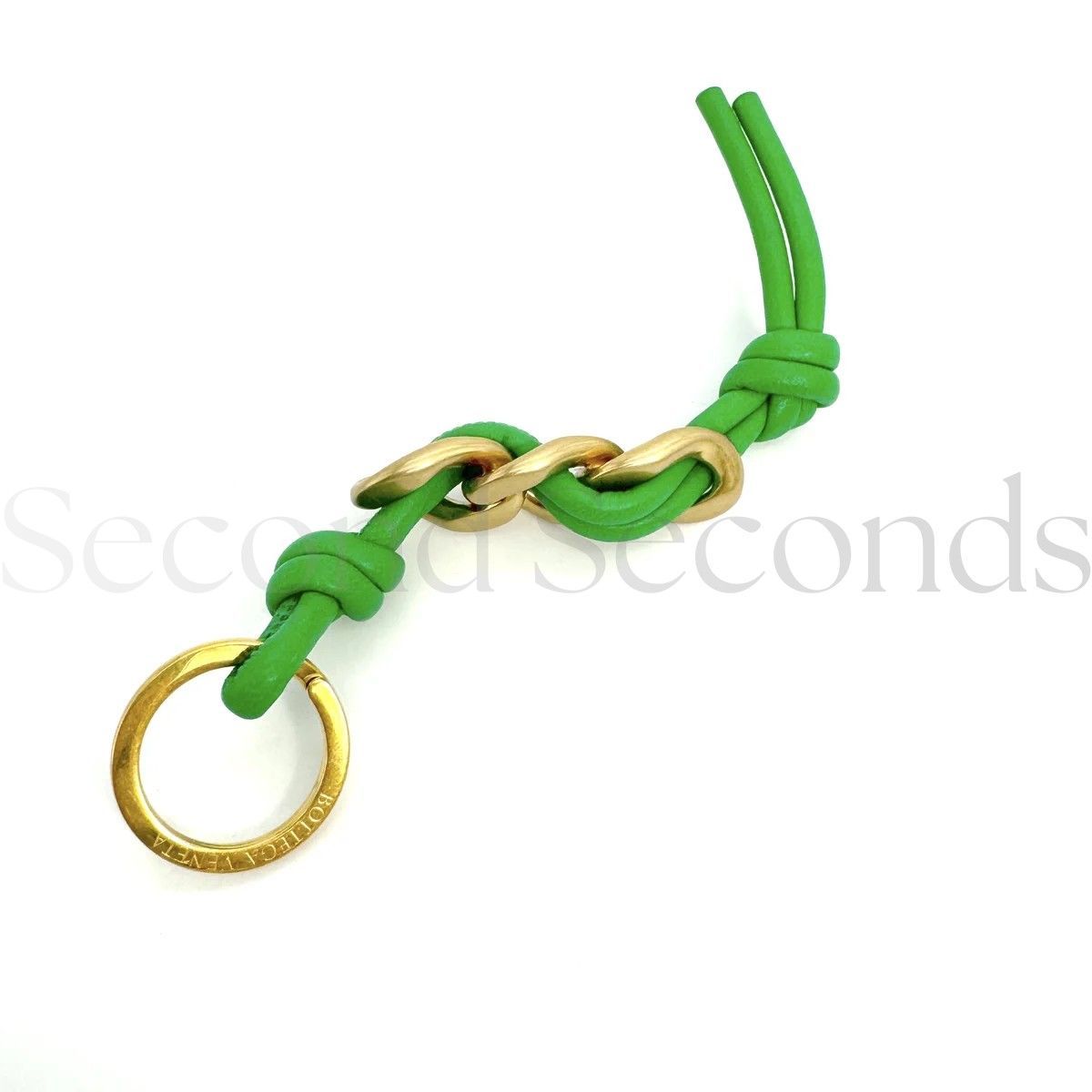 新品【BOTTEGA VENETA】レザー×チェーン編み込みキーリング BOTTEGA VENETA 編み込みレザー キーホルダー アウトレット