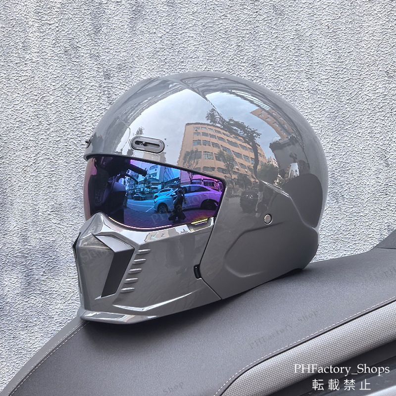 オートバイヘルメット ヘルメット フルフェイスヘルメット シールドヘルメット 2way DOT認証 バイクヘルメット 軽量 耐久性 安全性 通気性 シールド色選択可 男女兼用 ライトグレー A122