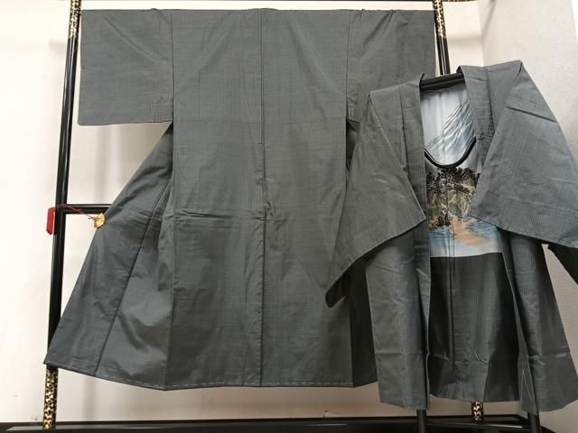 平和屋着物○男性 紬 アンサンブル 正絹 逸品 未使用 AAAY7926ph