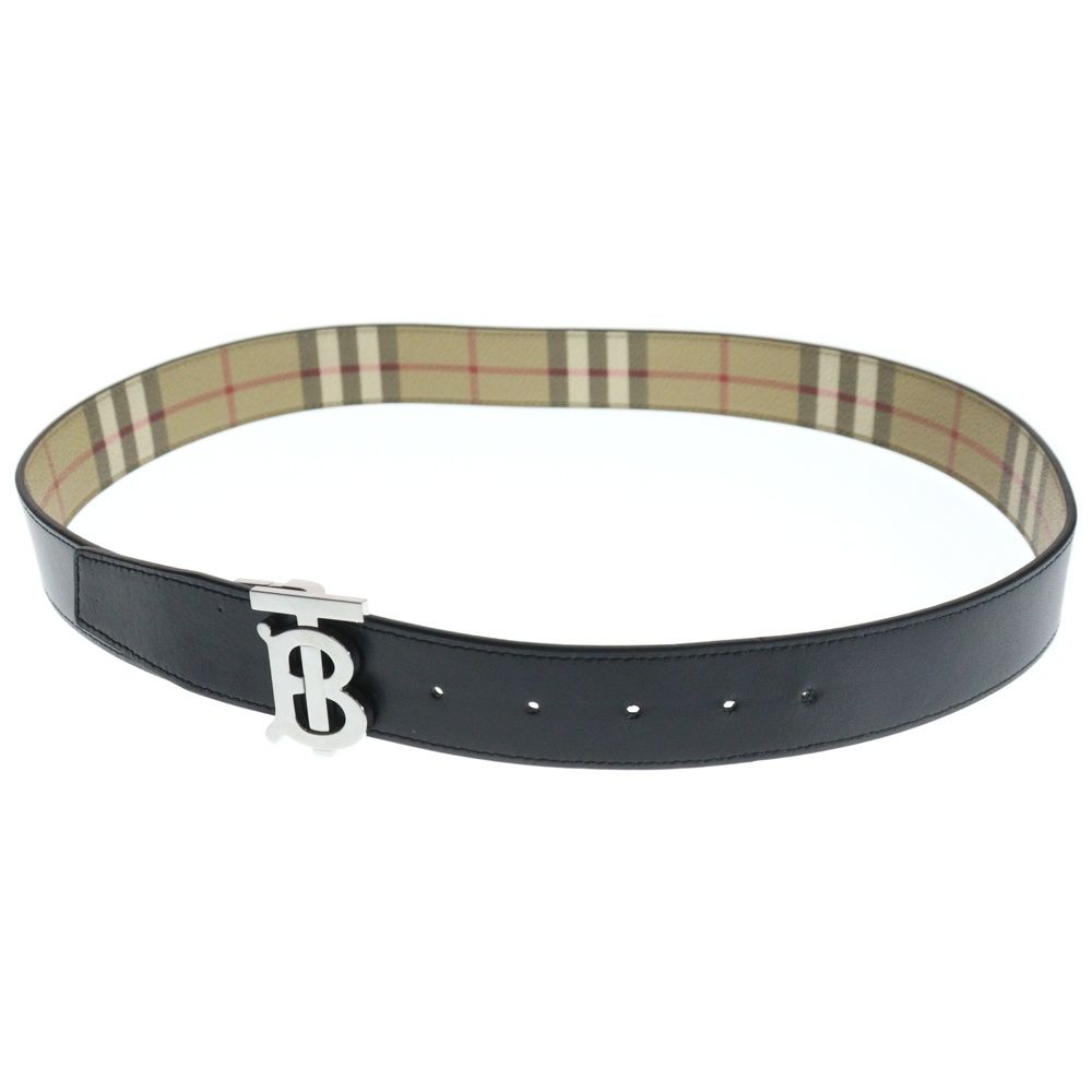 【超美品】BURBERRY バーバリー レザー ベルト ブラック　ノバチェック BURBERRY (バーバリー) TBバックル ノバチェック リバーシブル