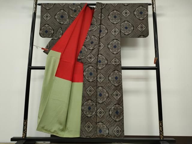 菱吉祥花文 正絹