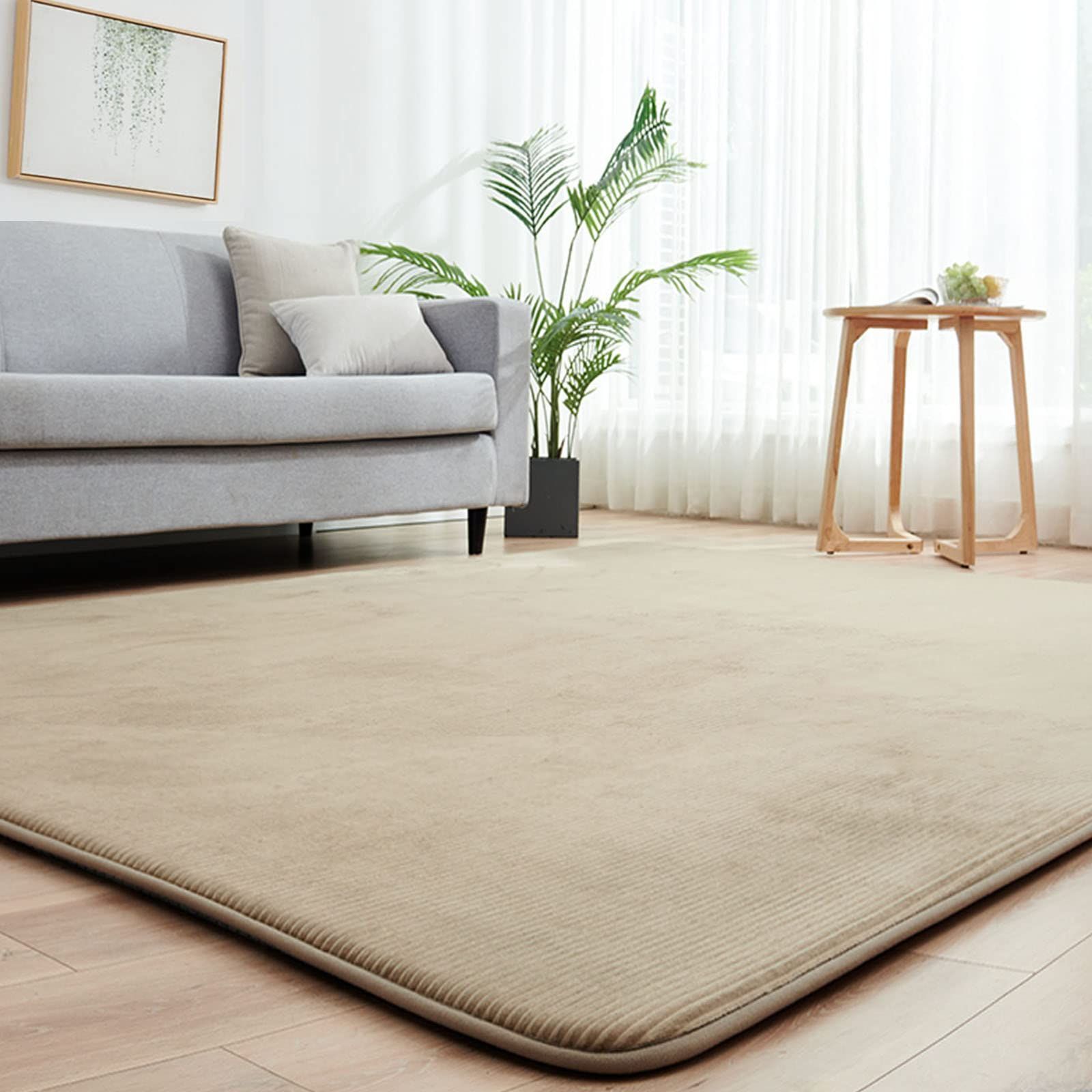カーペット ラグ ラグマット 1.5畳 130×185 cm 極厚 30 mm ホット カーペット カバー 洗える 滑り止め付 じゅうたん 床暖房対応カーペット オールシーズン フランネル ダークベージュ aicomri