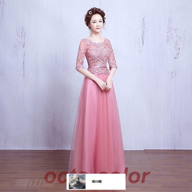 7分袖 パーティードレス