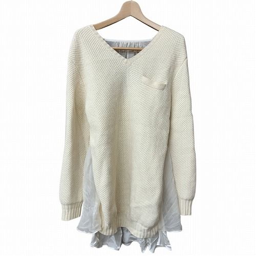 サカイ sacai 12SS ニット セーター ドレス バックキャミソール切替 シフォン ベージュ オフホワイト 12-01663 ■GY41 レディース サカイ sacai 12SS ニット セーター ドレス バックキャミソール
