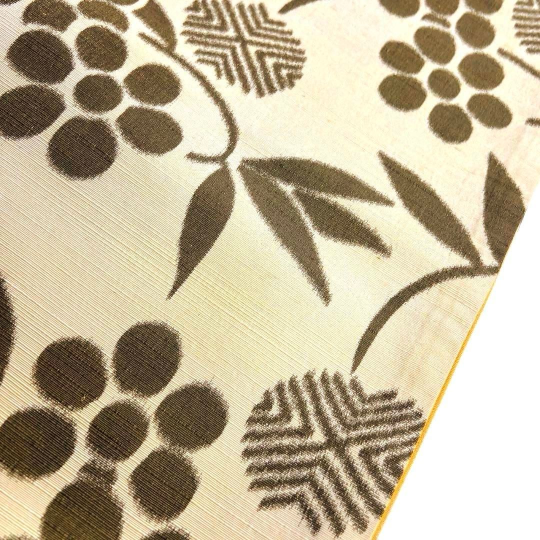 袋帯 全通 紬 花模様 木の実 リーフ模様 着物 103b p - メルカリ