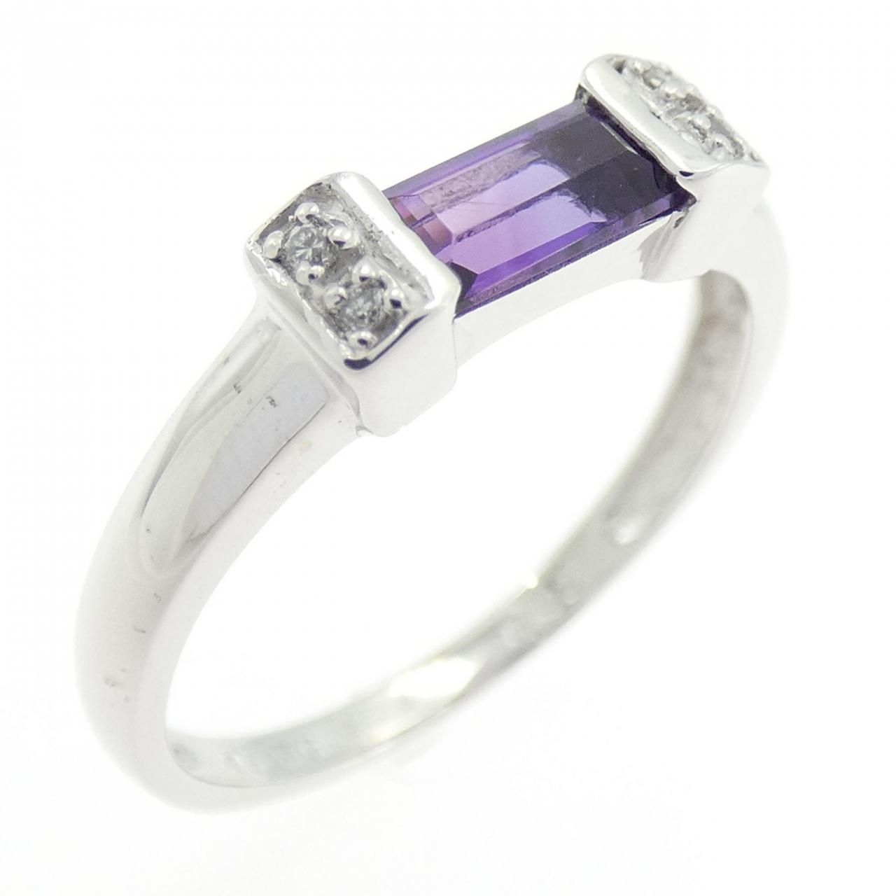 ノーブランド K18WG アメジスト ダイヤモンドリング #12 0.10ct ホワイトゴールド 12号 K18WG アメジスト・ダイヤモンド付リング 約5.7g⁄約16号 ノーブランド