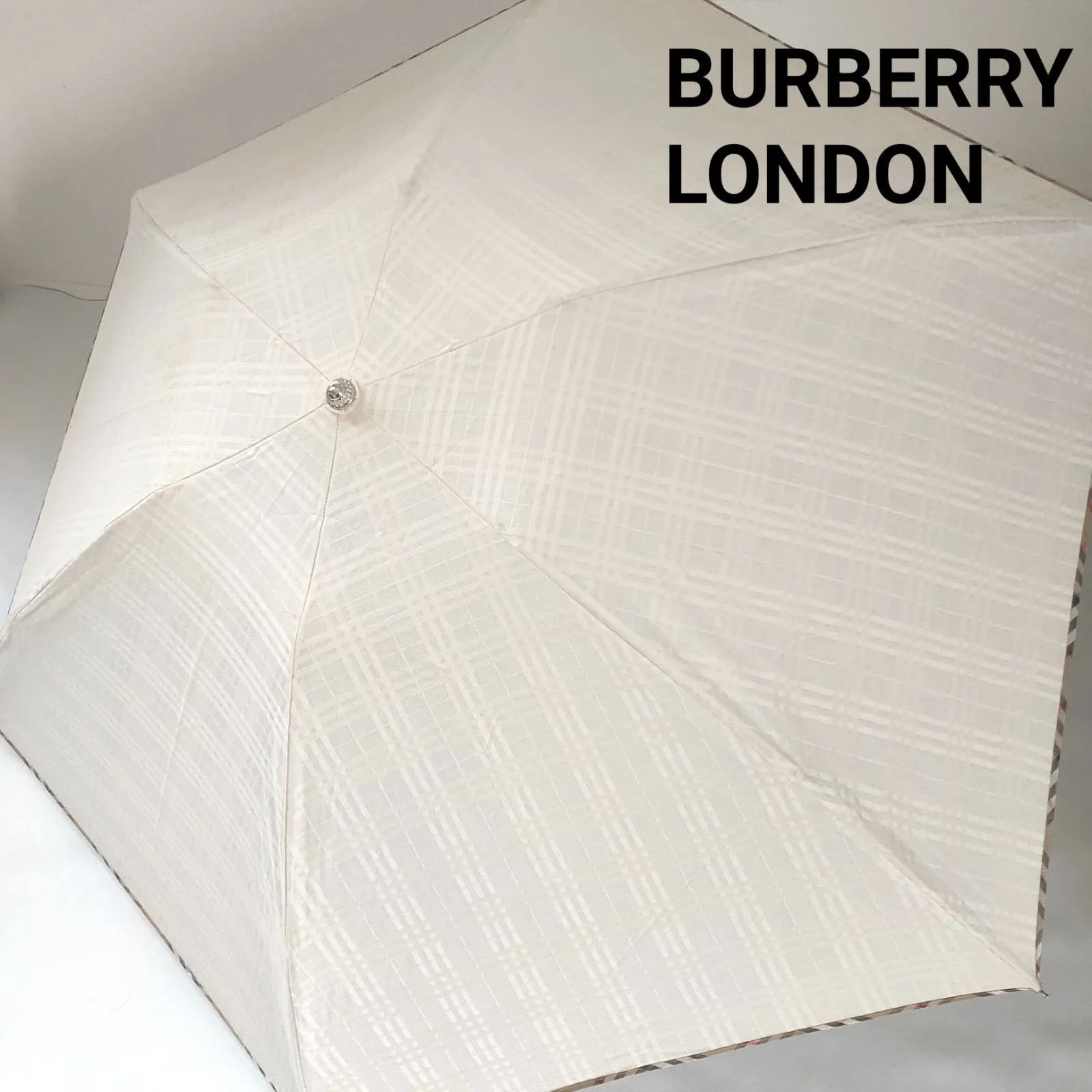 未使用】BURBERRY LONDON折りたたみ雨傘ノバチェック柄ベージュ
