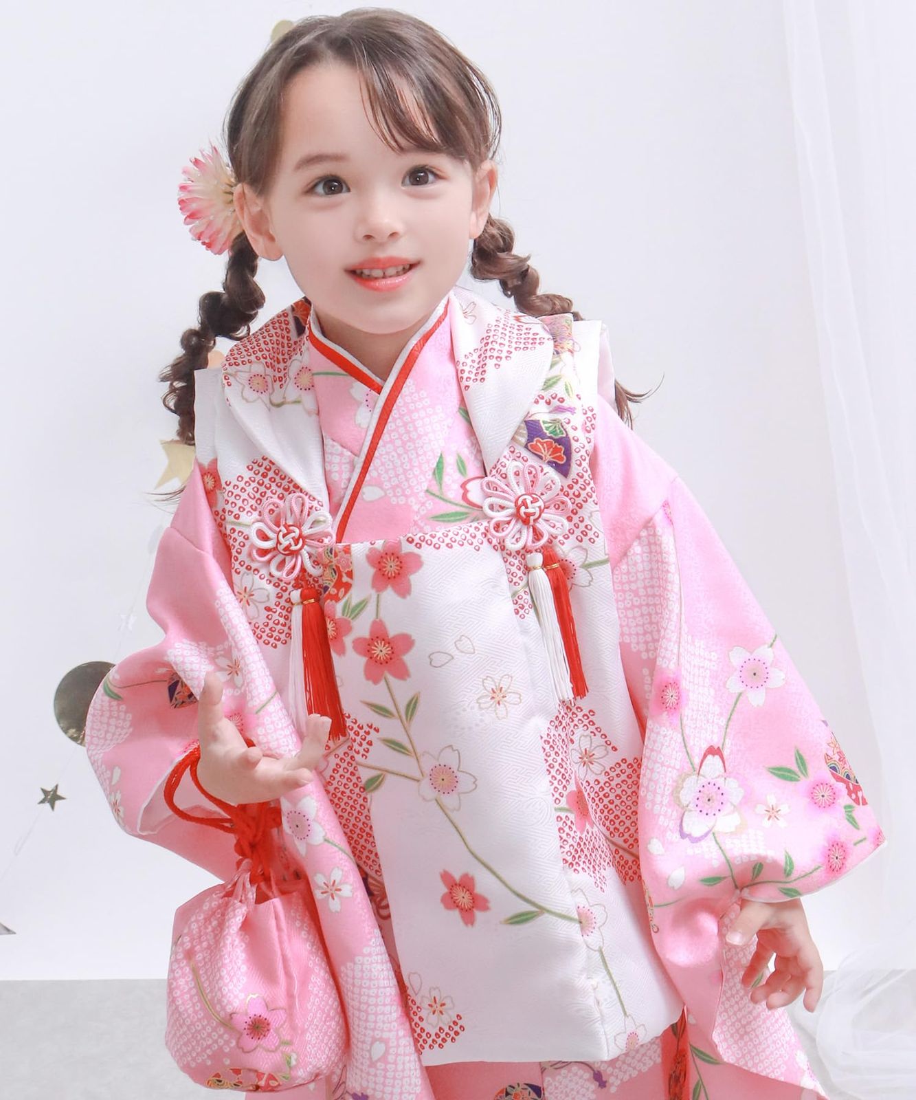 KYOETSU] [キョウエツ] 着物セット 七五三用 3歳用 被布セット 華やかA