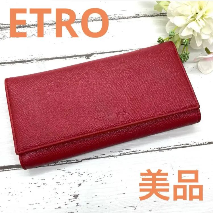 美品❣️ETROエトロ二つ折り長財布レディースブランドれつレッド