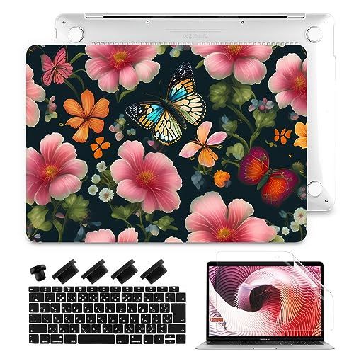花蝶 Batianda 2021 2020 2019 2018年発売の13インチMacBook Air 13 Retina 対応 ケース A2337 M1A2179A1932， 薄型 耐衝撃 軽量 保護シェルカバー ハードケース + JIS配列日本語 キーボー