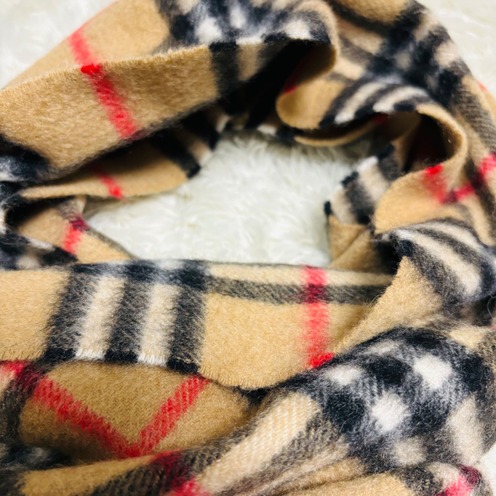 美品 Burberry バーバリー マフラー チェック カシミヤ 100
