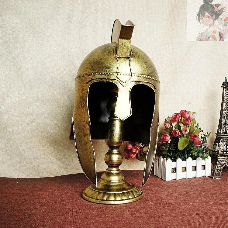 鉄兜 オブジェ ディスプレイ 装飾品 ローマ兵 防具 鉄板 ゴールド 中世 レトロ 小道具 防具 ファンタジー 戦士 かっこいい ヨーロッパ uut