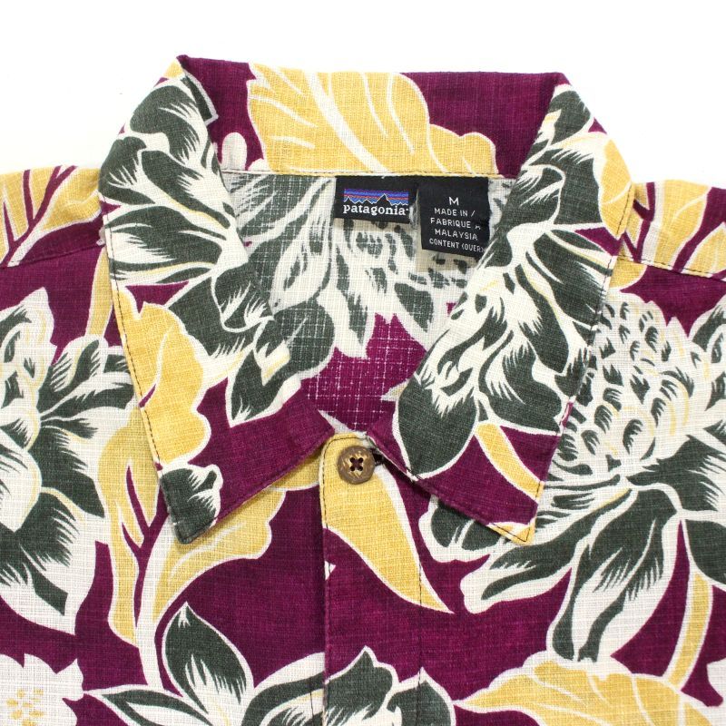 90s patagonia ORGANIC COTTON アロハシャツ 90s patagonia S/S AC Shirt エンジ L パタゴニア 半袖 ACシャツ